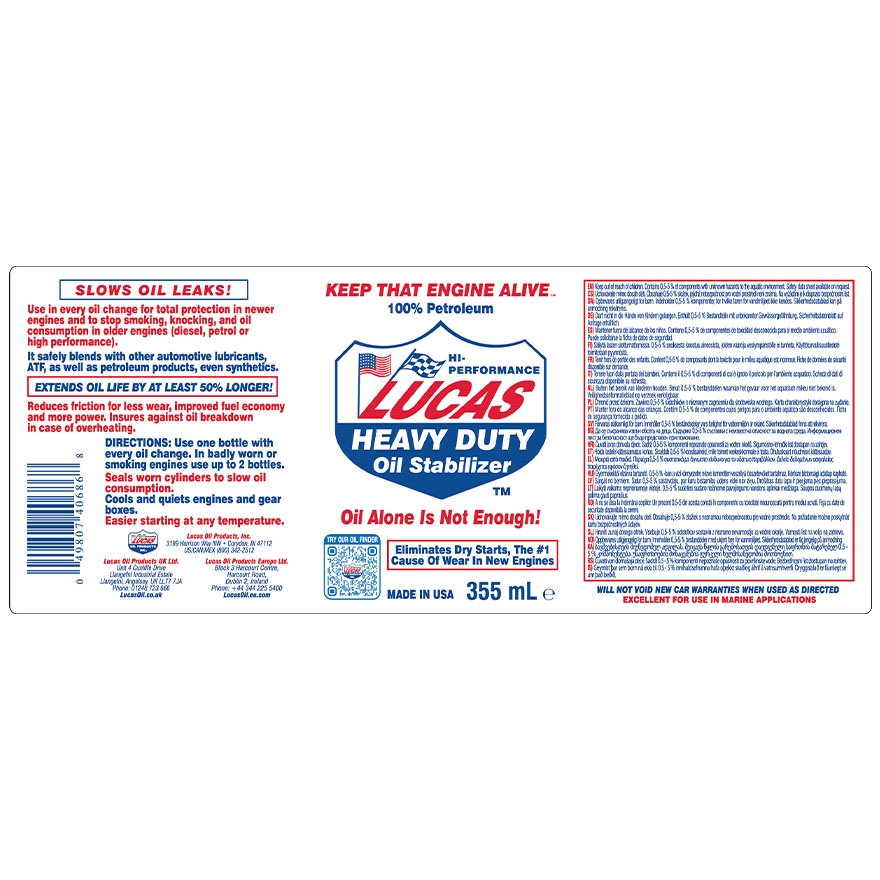 Lucas Oil Heavy Duty Engine Oil Stabiliser – 355ml (12 fl oz) - Image 3