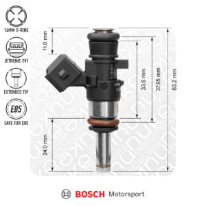 Bosch 1200cc 38mm (EV14K) Fuel Injectors - 5pcs Flow Matched