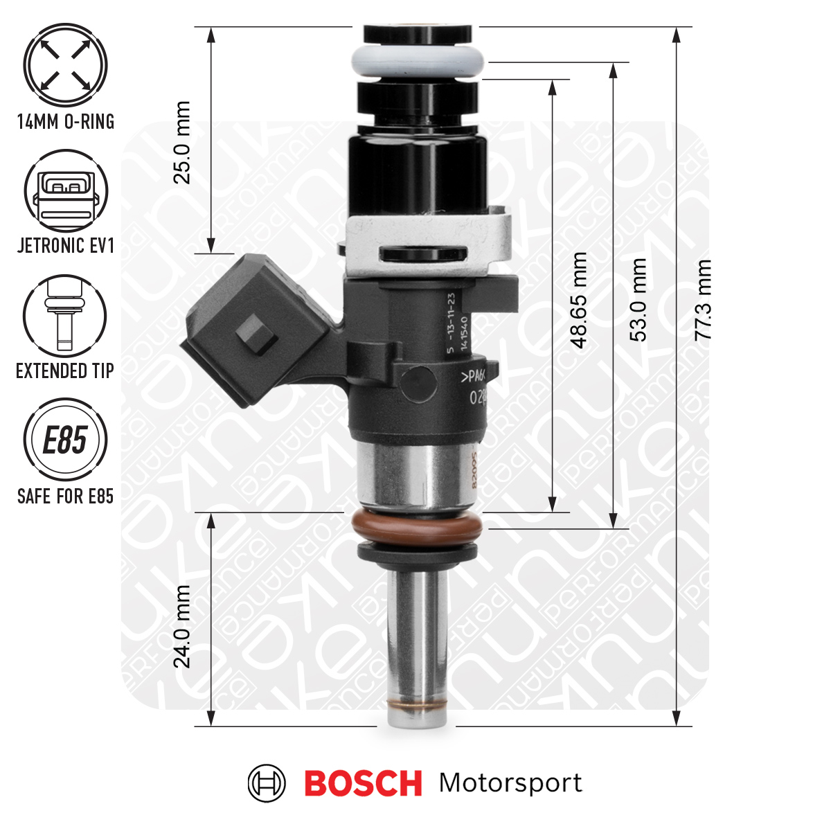 Nuke Performance Bosch 1200cc 53mm (EV14S) Fuel Injectors - Set of 8 Flow Matched