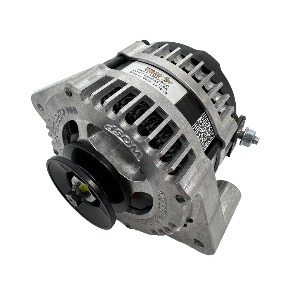 WOSP LMA408-LO 300 Series 120A high-output billet alternator with single V-pulley for Vauxhall XE Redtop pre-94 engine